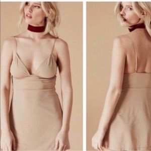 For Love and Lemons Nude Slip Dress Short Length